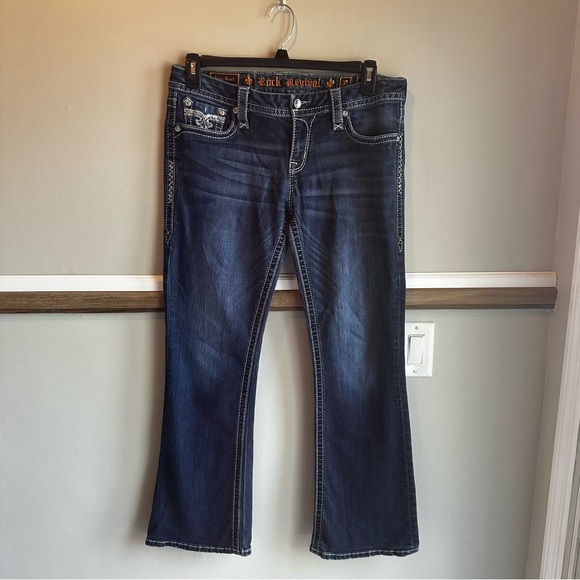 Rock Revival Jeans Betty Easy Boot Distressed Dark Wash - Picture 1 of 7